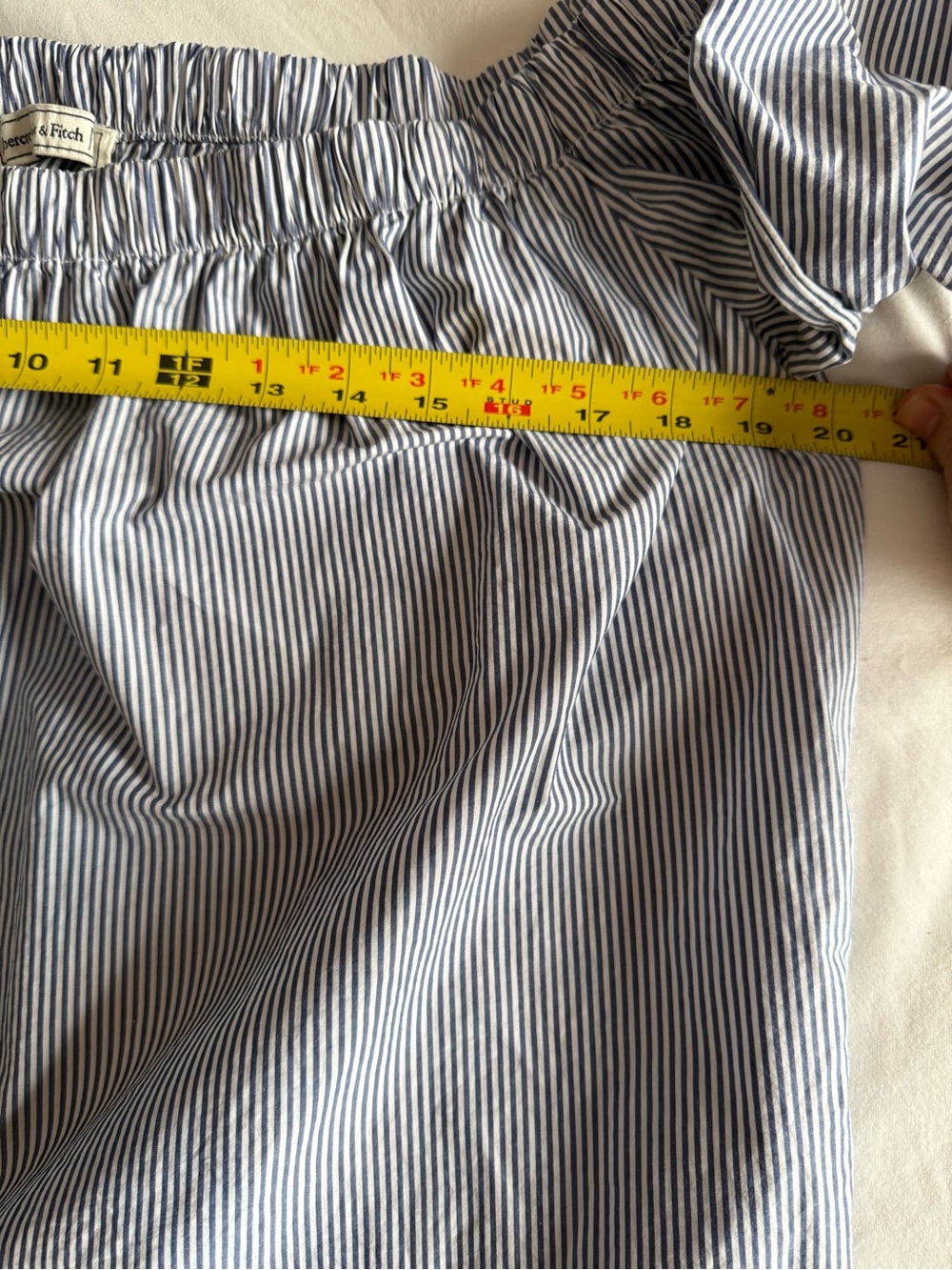 Abercrombie & Fitch 100% Cotton Off Shoulder Stripe Blouse M - Picture 5 of 9